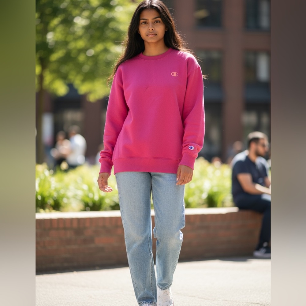 Champion Hot Pink Pullover Sweatshirt Medium NWT | Bold Color + Cozy Streetwear
